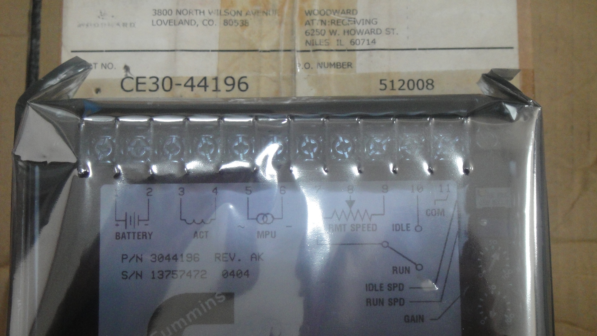 3044196 Governor cotroller 3044196 Governor cotroller